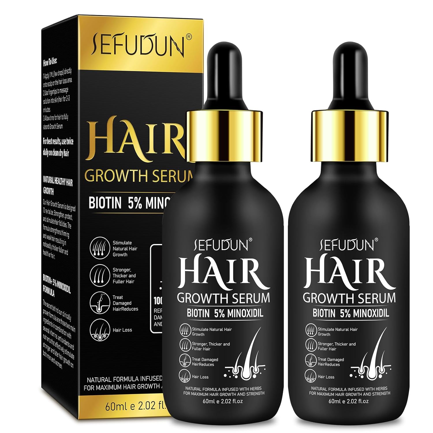 2Pack 5% Minoxidil Hair Growth Serum H9350