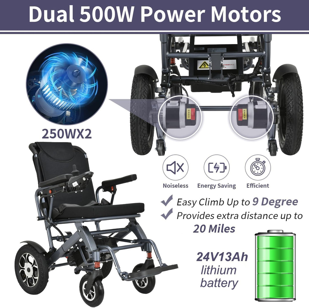 600W Motors Lightweight Foldable All Terrain Electric Wheelchair Y998400