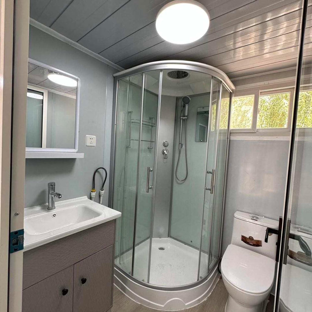 19 x 20 FT Foldable Prefab House with 1 Bathroom, 2 Rooms, and 1 Kitchen H25661