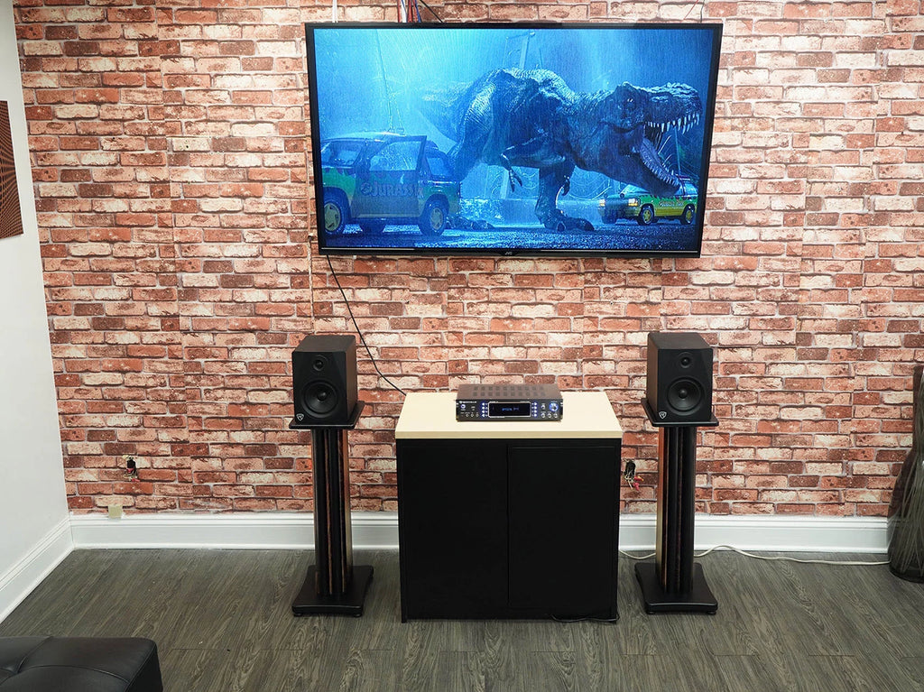 Dark Wood Grain 28" Speaker Stands E342418