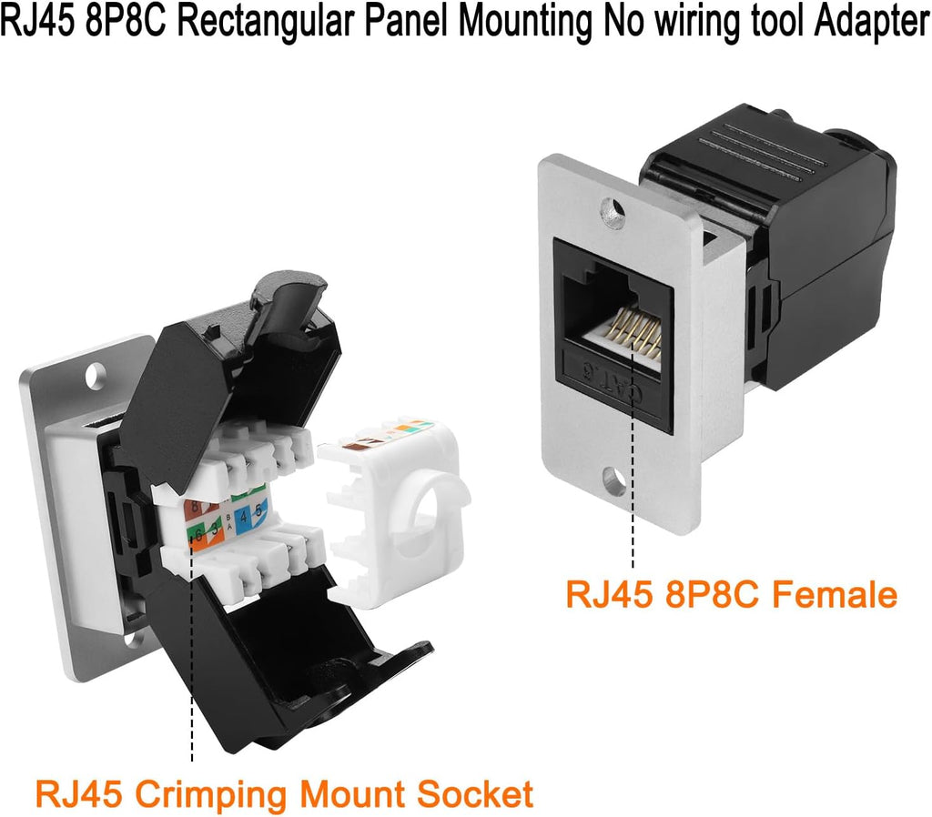 CAT6 RJ45 Female Panel Mount Ethernet Connector T3657