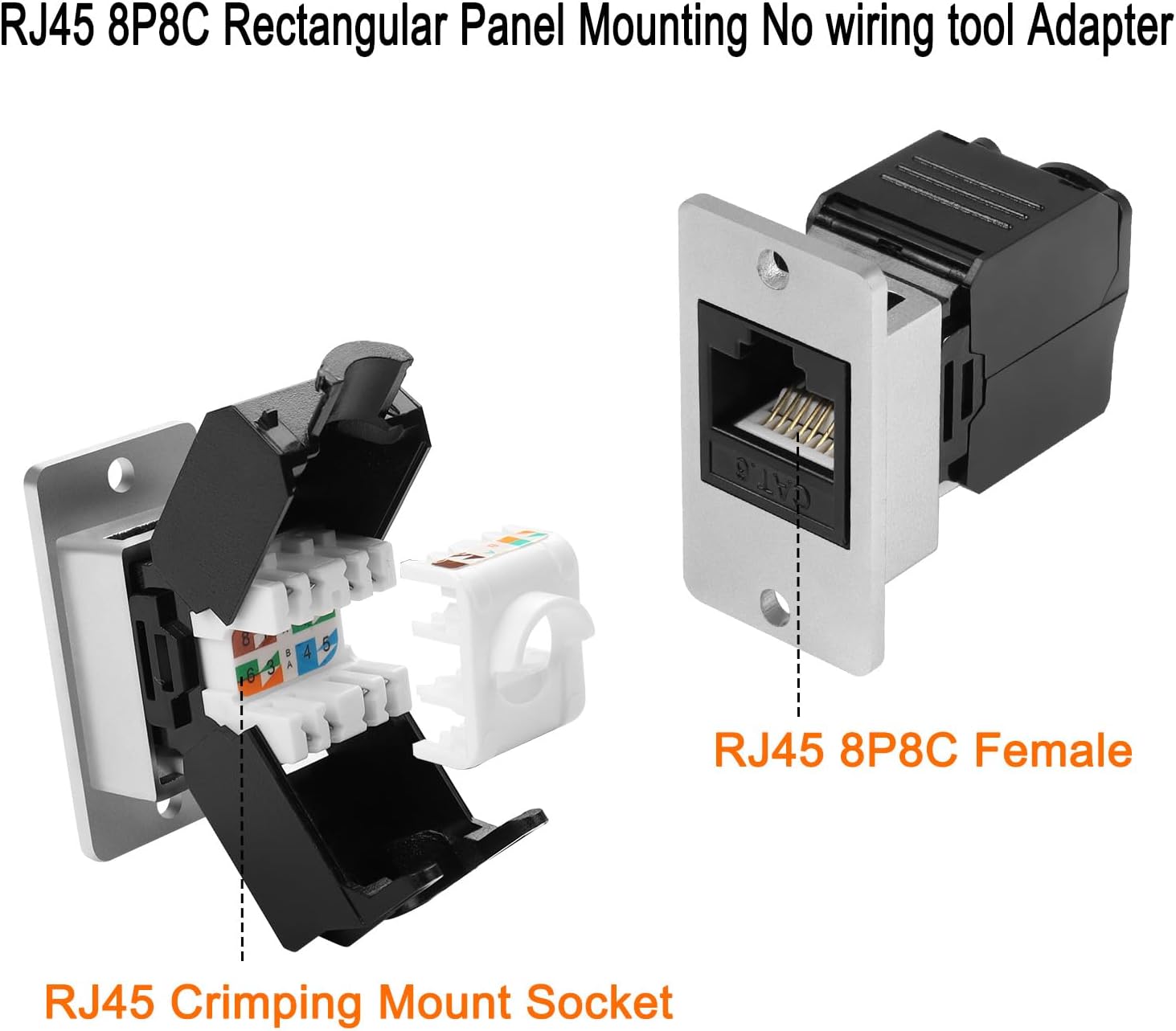 CAT6 RJ45 Female Panel Mount Ethernet Connector T3657