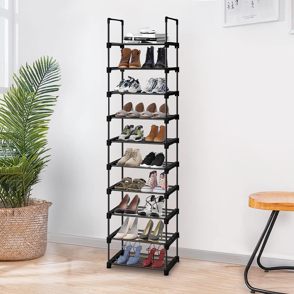 10 Tiers Tall Narrow Metal Shoe Rack L234126