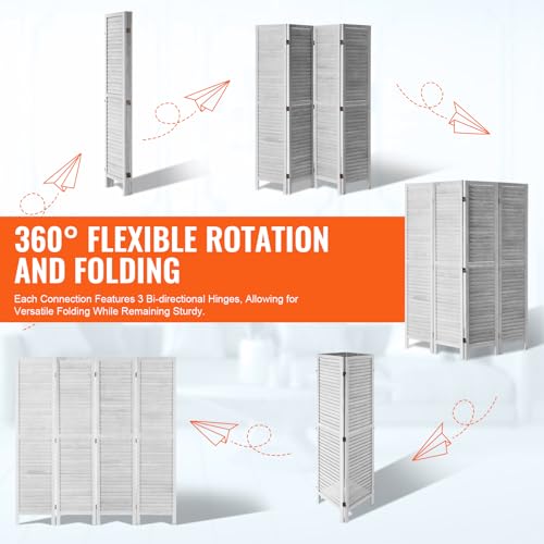 Light Grey 4 Panel Folding Wood Room Divider R484052