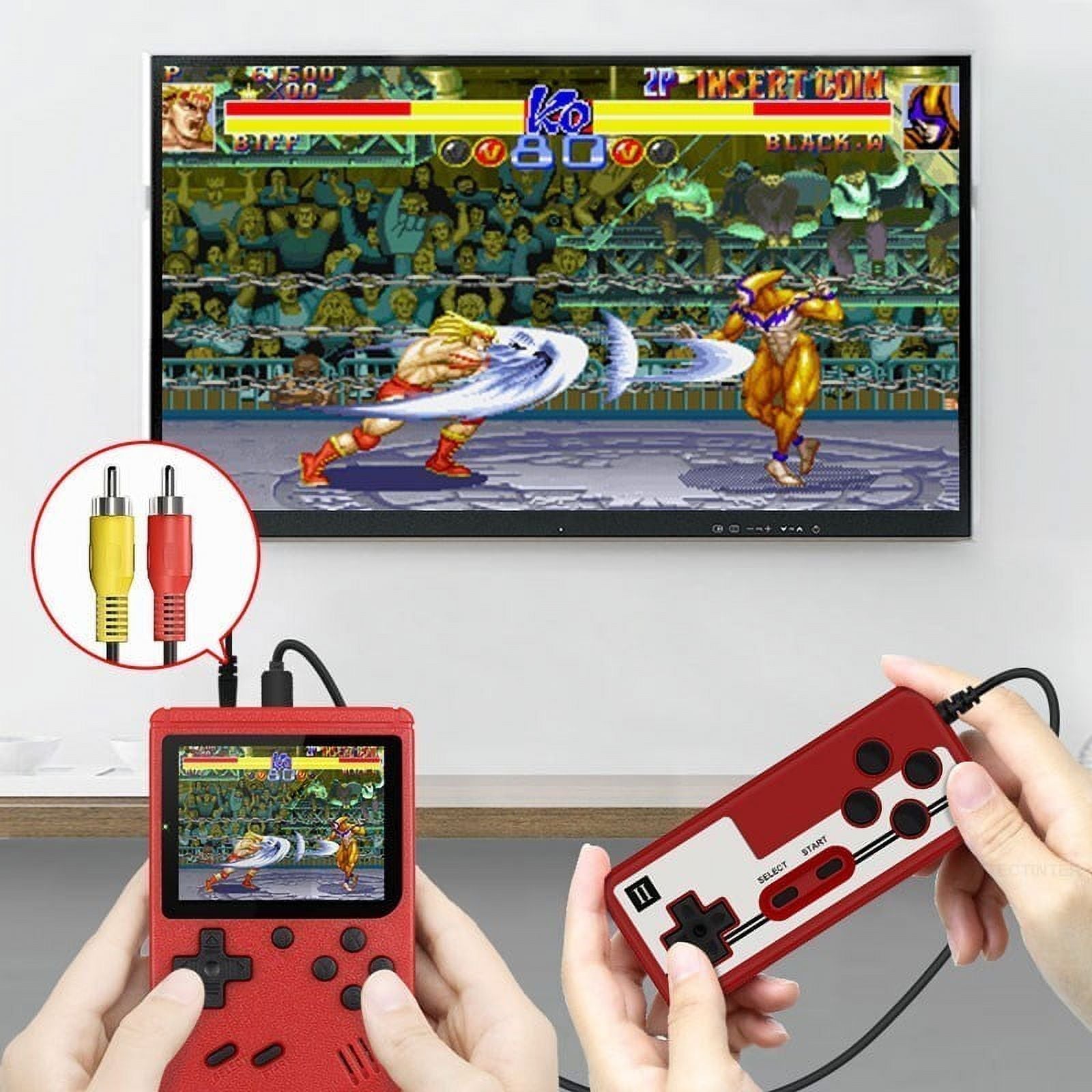 Red mini handheld electronic game console with 3.0-inch color LCD, built-in 400 games O266980