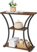 Rustic Brown+Black 3 Tier Console Table with Open Wood Shelves O949