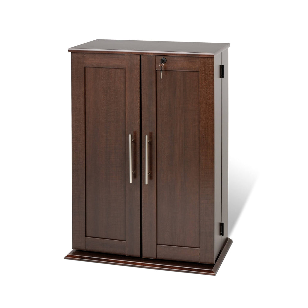 Espresso Locking Media Storage Cabinet With Shaker Doors E8150
