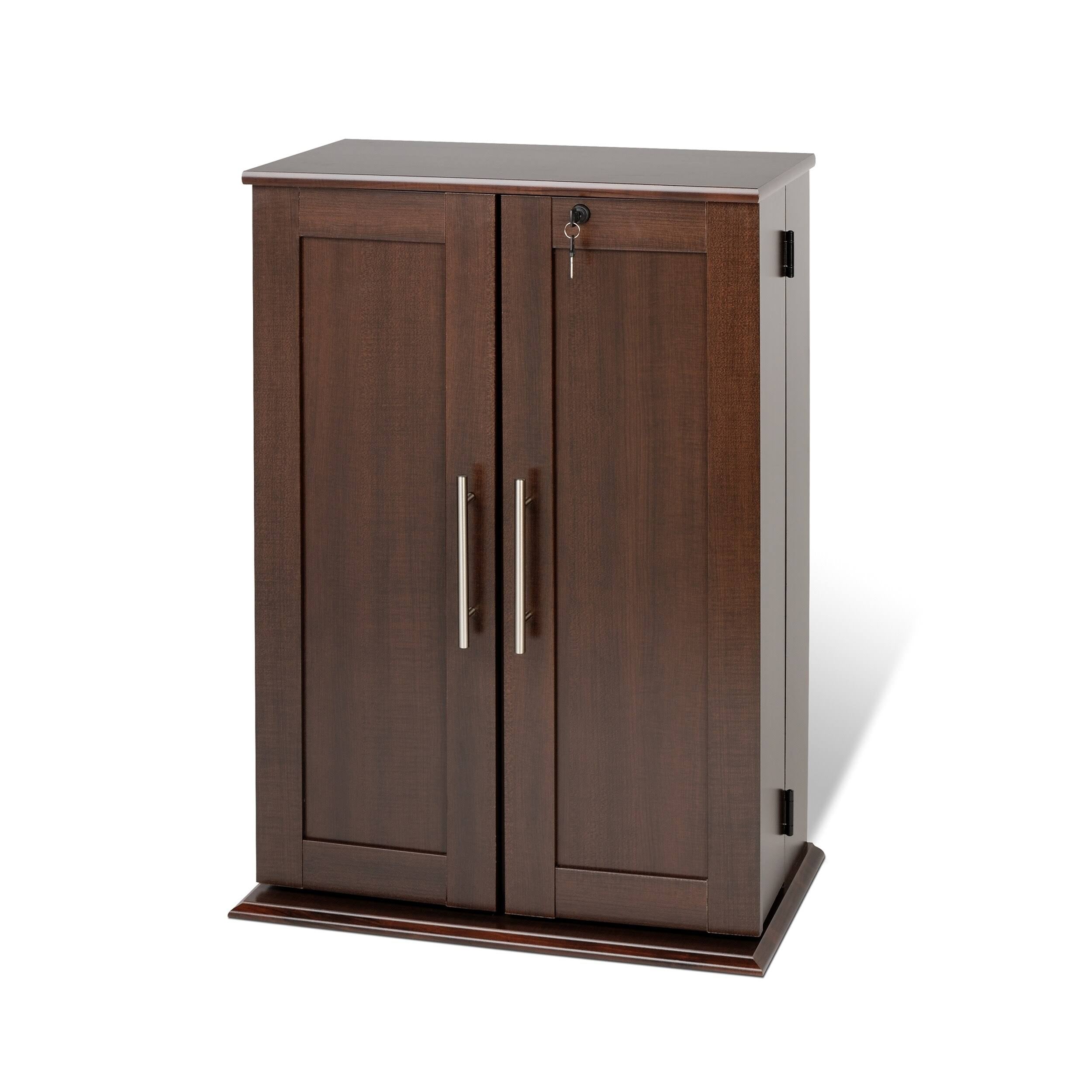 Espresso Locking Media Storage Cabinet With Shaker Doors E8150