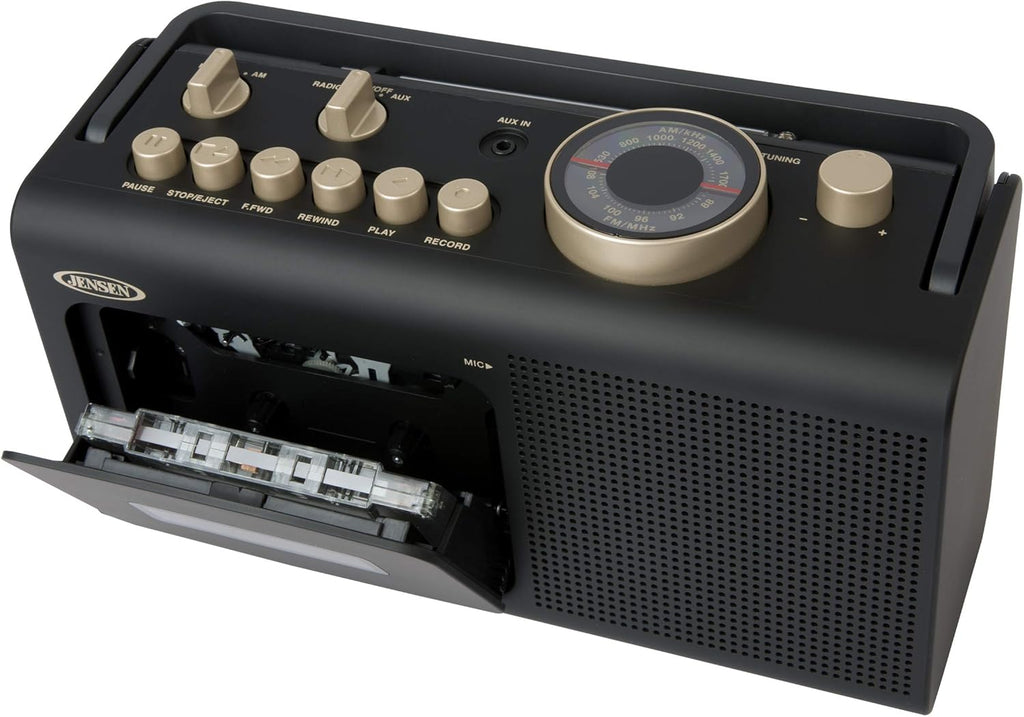 Portable Boombox AM/FM Radio & Tape Cassette Player with Aux Input & Built in Speakers X630070