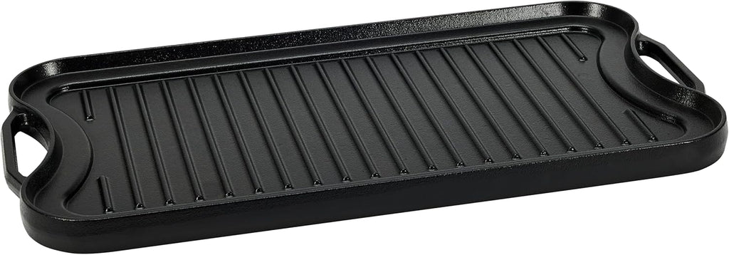 Pre-Seasoned Cast Iron Reversible Rectangular Grill Griddle, Black, 20 x 10.39 x 0.98 inch T892