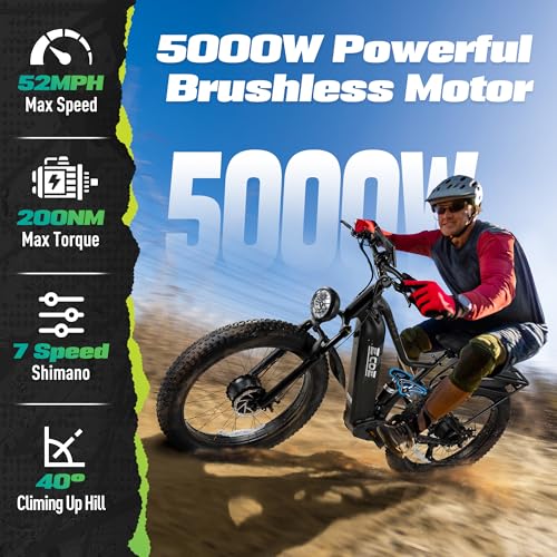 5000W Dual Motor Electric Bike with 60V 32AH Battery 26x4 Fat Tire Full Suspension 7-Speed Gear Z110687