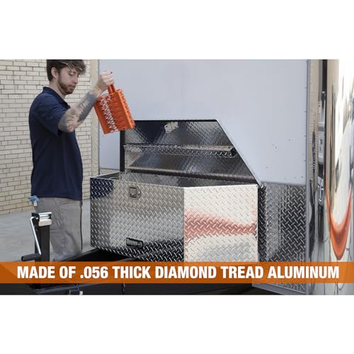 Aluminum Trailer Tongue Box, 18.3 x 16.1 x 33.4 Inch, Silver Diamond Tread Q9332