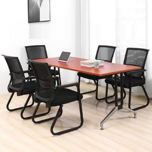 Red Mesh Guest Chair with Sled Base and Armrests A529