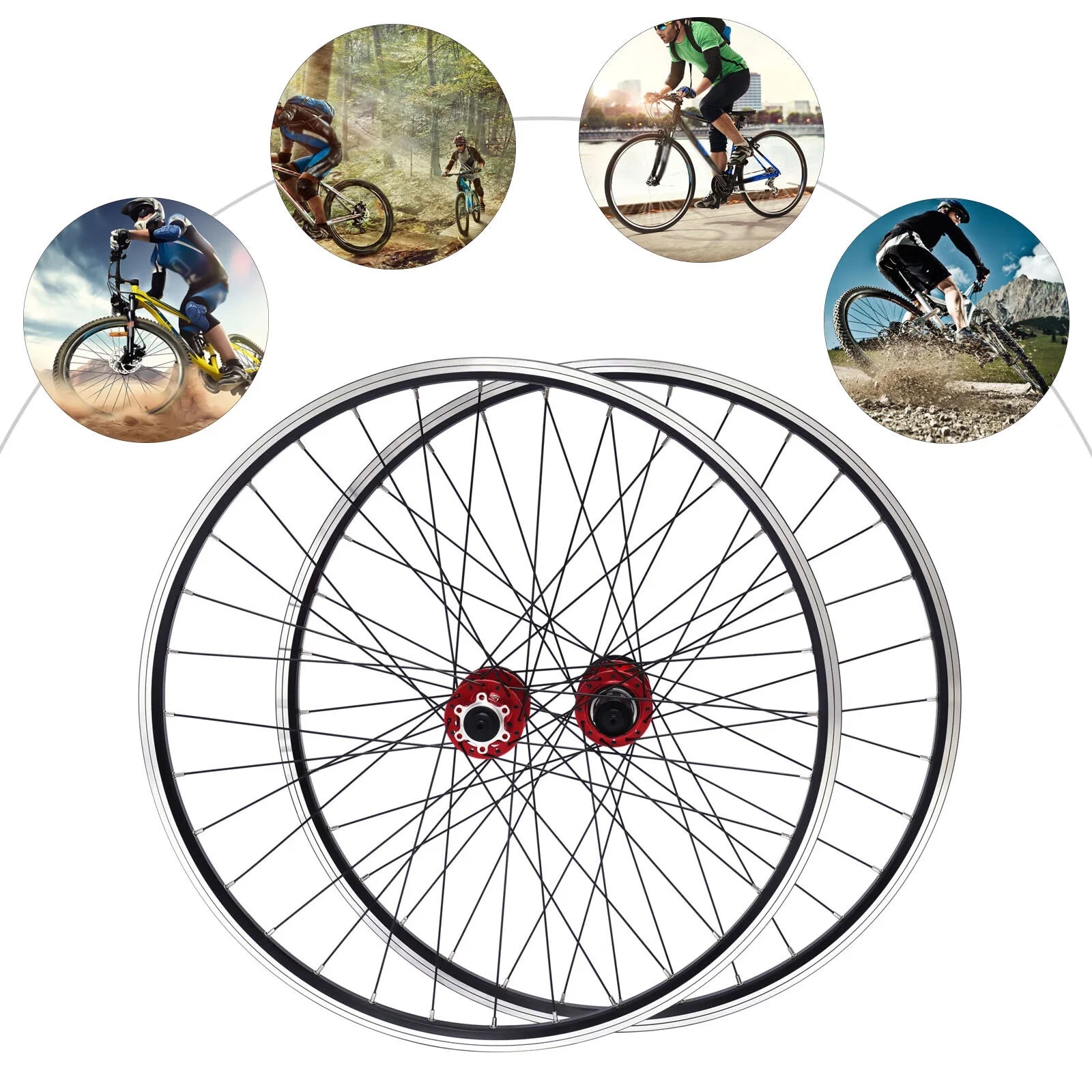 Red Hub 27.5" Aluminum Alloy Mountain Bike Wheelset F510145