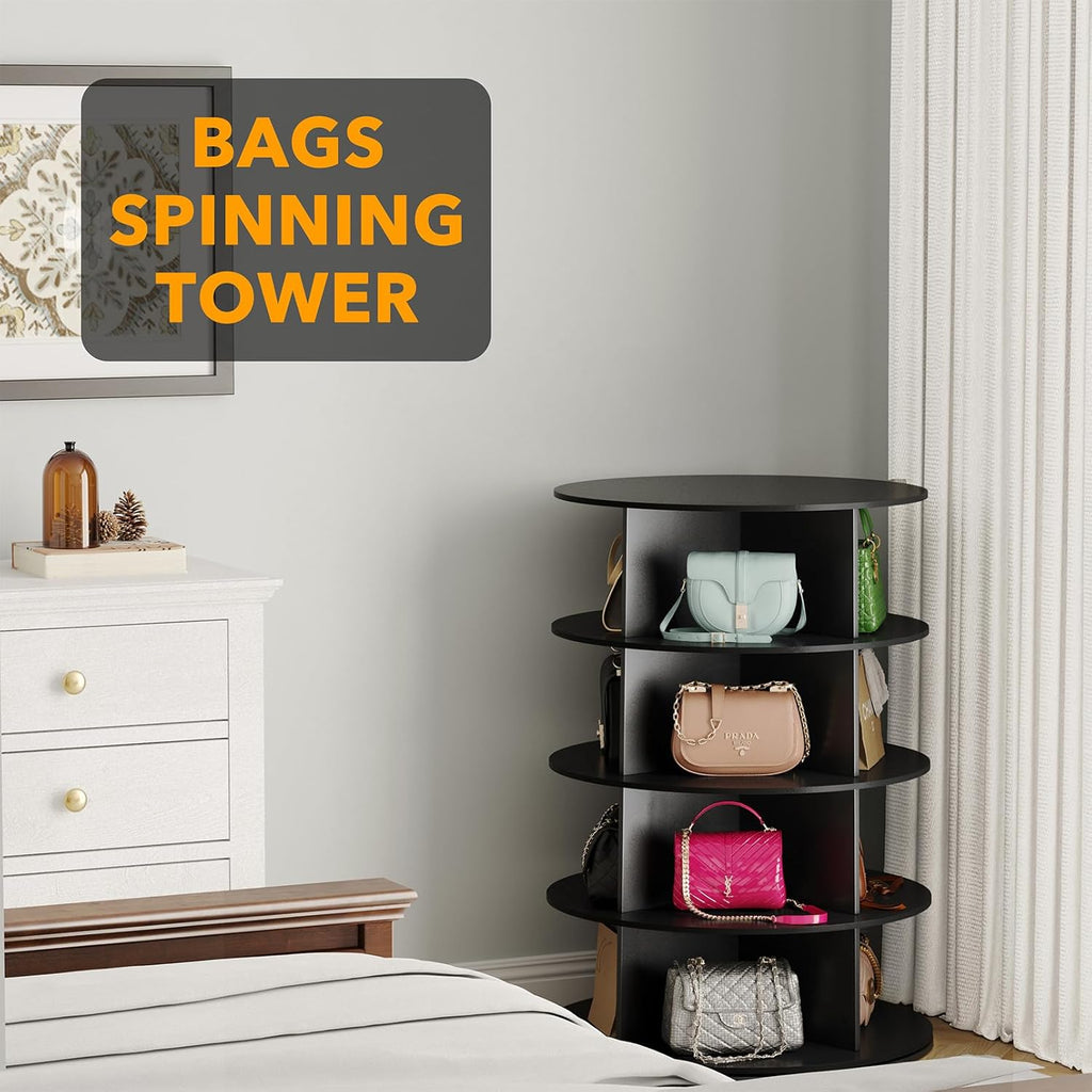 4 Tier Black Rotating Shoe Rack P209863