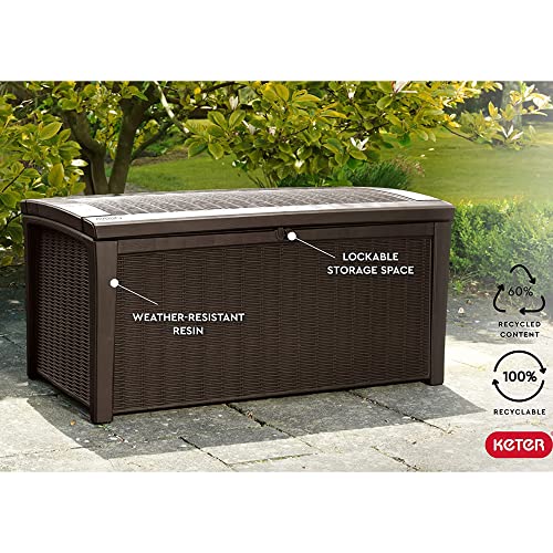Brown 110 Gallon Waterproof Plastic Storage Deck Box Y3774