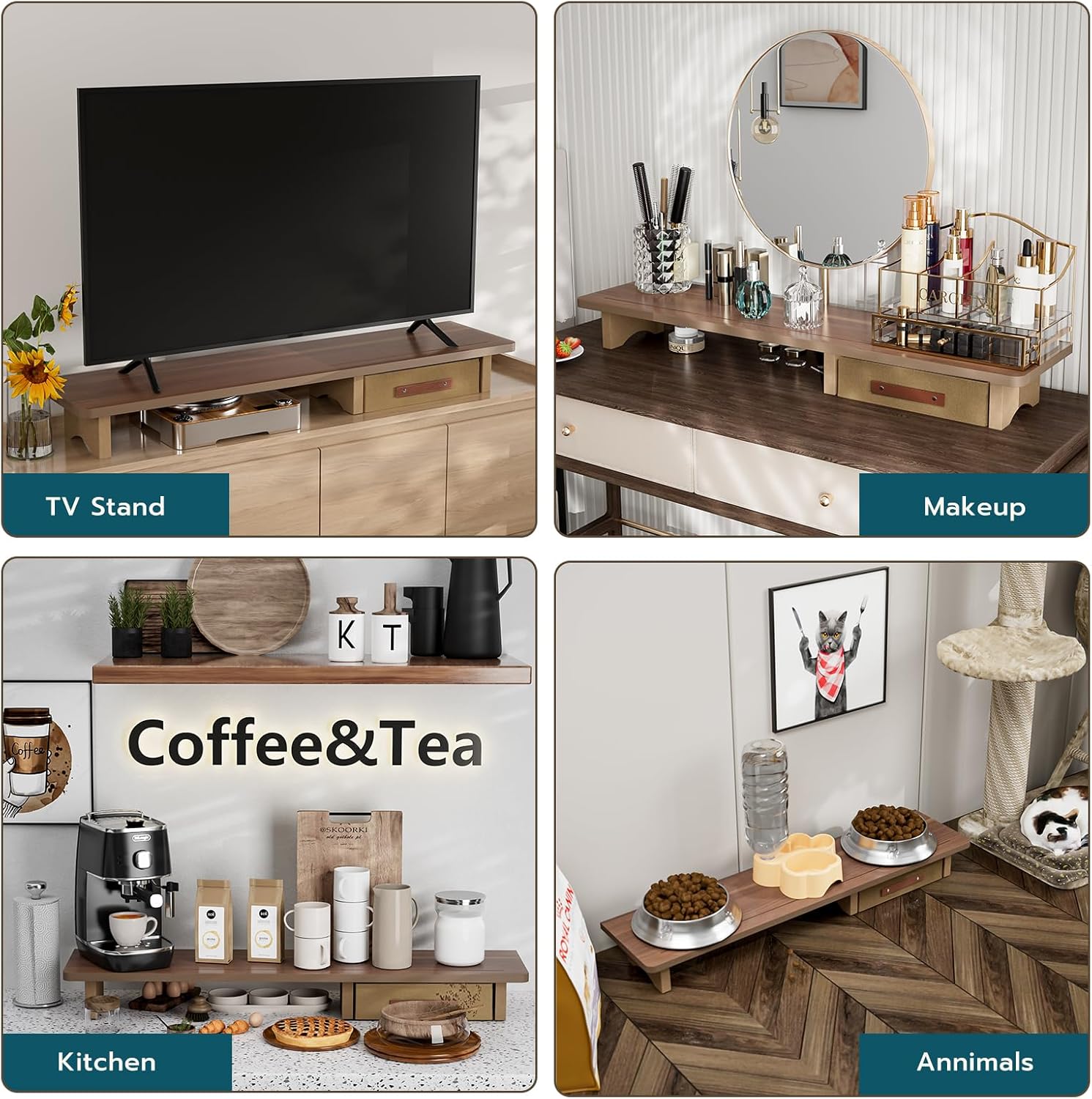 Dual Monitor Riser with Drawers V467