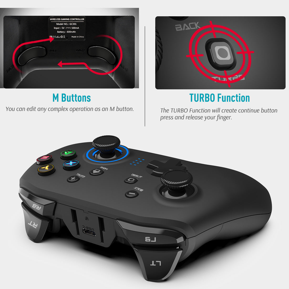 Wireless Gaming Controller for PC PS3 Switch T274