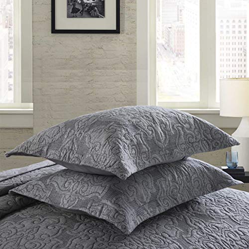 Oversized King 3-Piece Cotton Reversible Embroidered Quilted Bedding Set with Shams L534276
