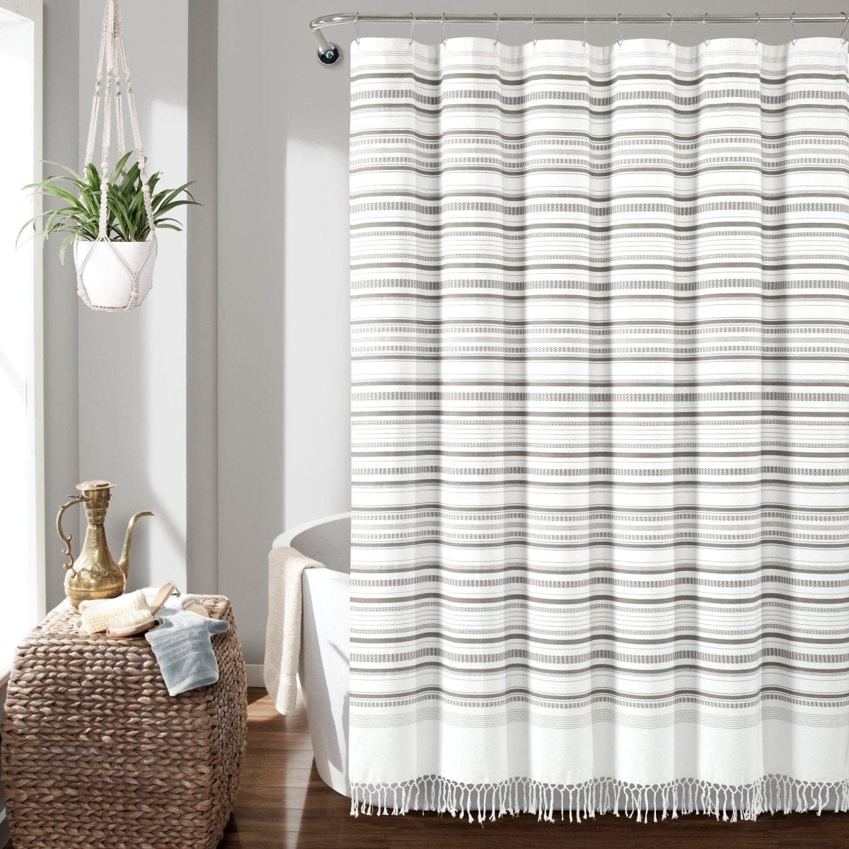 Urban Woven Yarn Dyed Recycled Cotton Blend Shower Curtain
