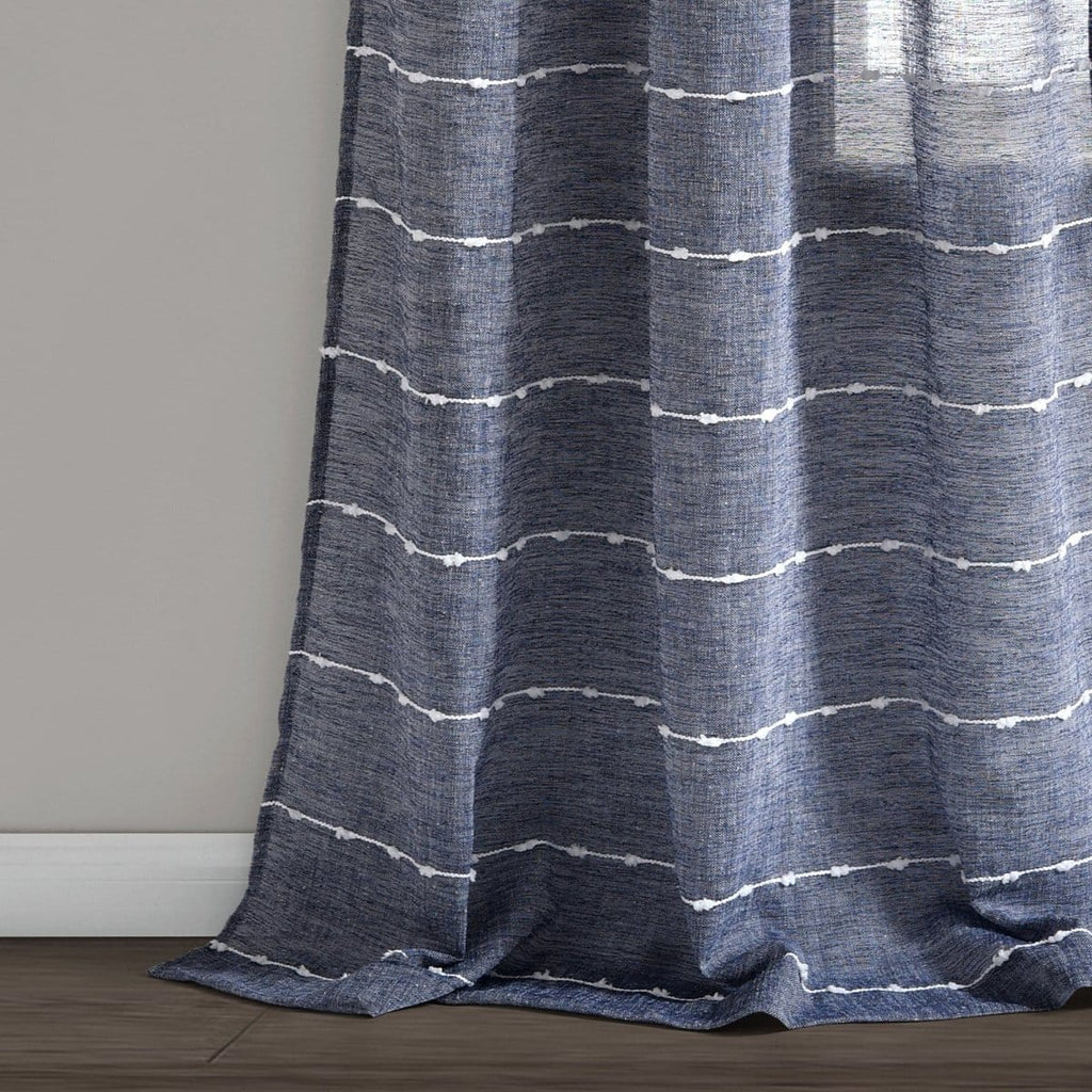 Farmhouse Textured Sheer Back Tab Rod Pocket Window Curtain Panel Set