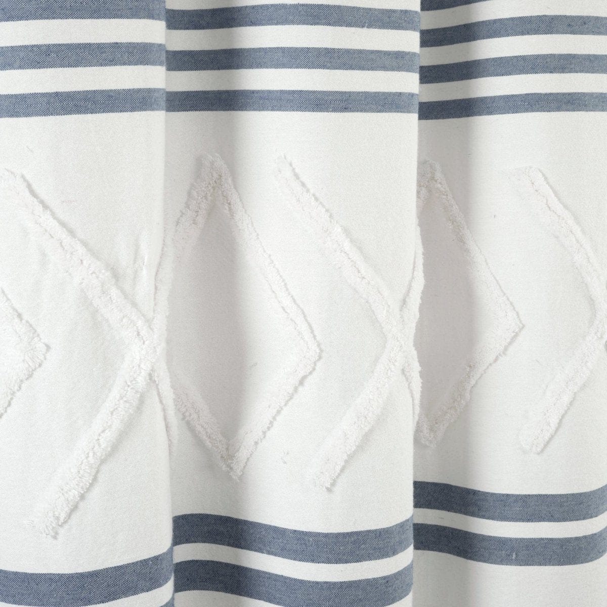 Urban Diamond Stripe Woven Tufted Recycled Cotton Blend Shower Curtain