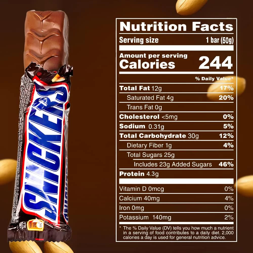 24 bars x 50g Chocolate Covered Caramel Peanuts Candy Bar X85024