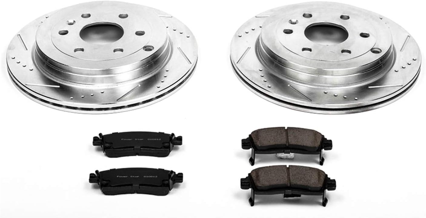 Rear Z23 Carbon Fiber Brake Pads with Drilled & Slotted Brake Rotors Kit K694373