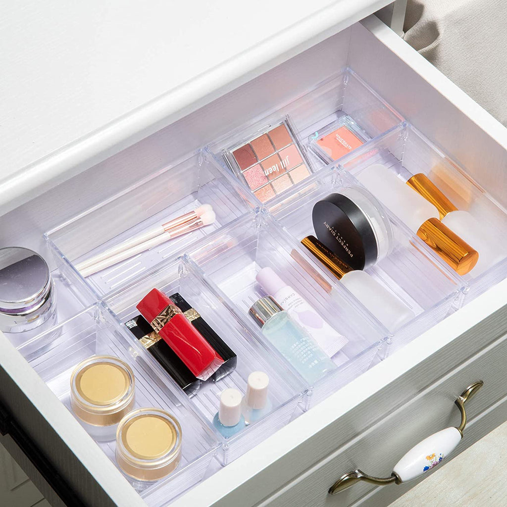 Set of 8 Clear Plastic Drawer Organizer Tray J65922