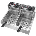 Stainless steel double-cylinder electric countertop deep fryer 12.7QT 12L 5000W T36860