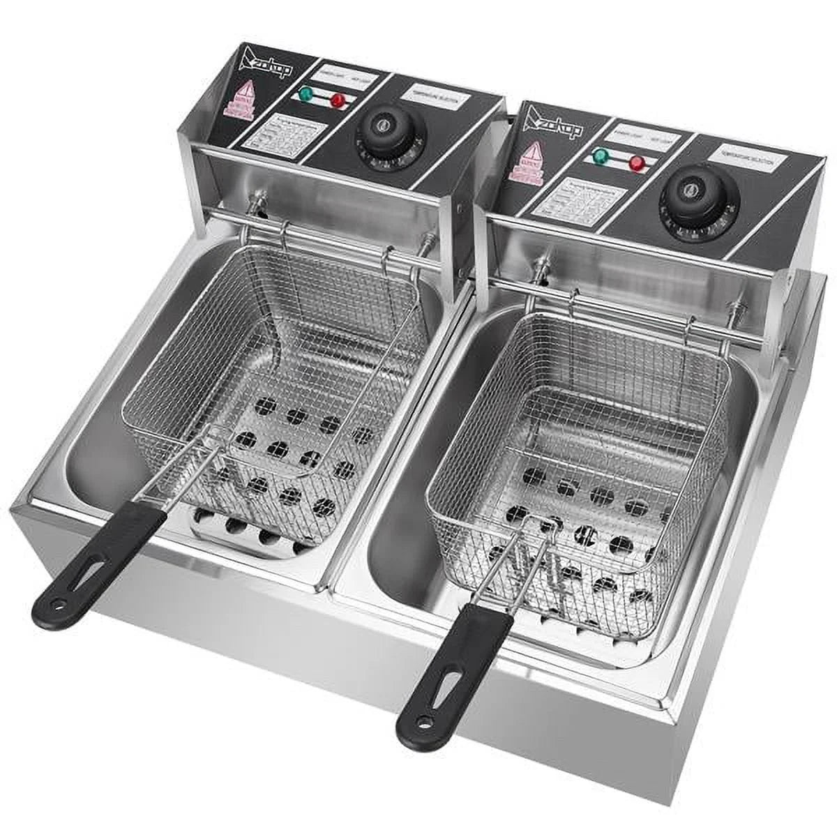 Stainless steel double-cylinder electric countertop deep fryer 12.7QT 12L 5000W T36860