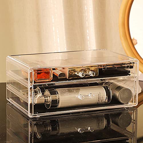 Large Clear Makeup Organizer with 8 Drawers, Set of 3 S18450