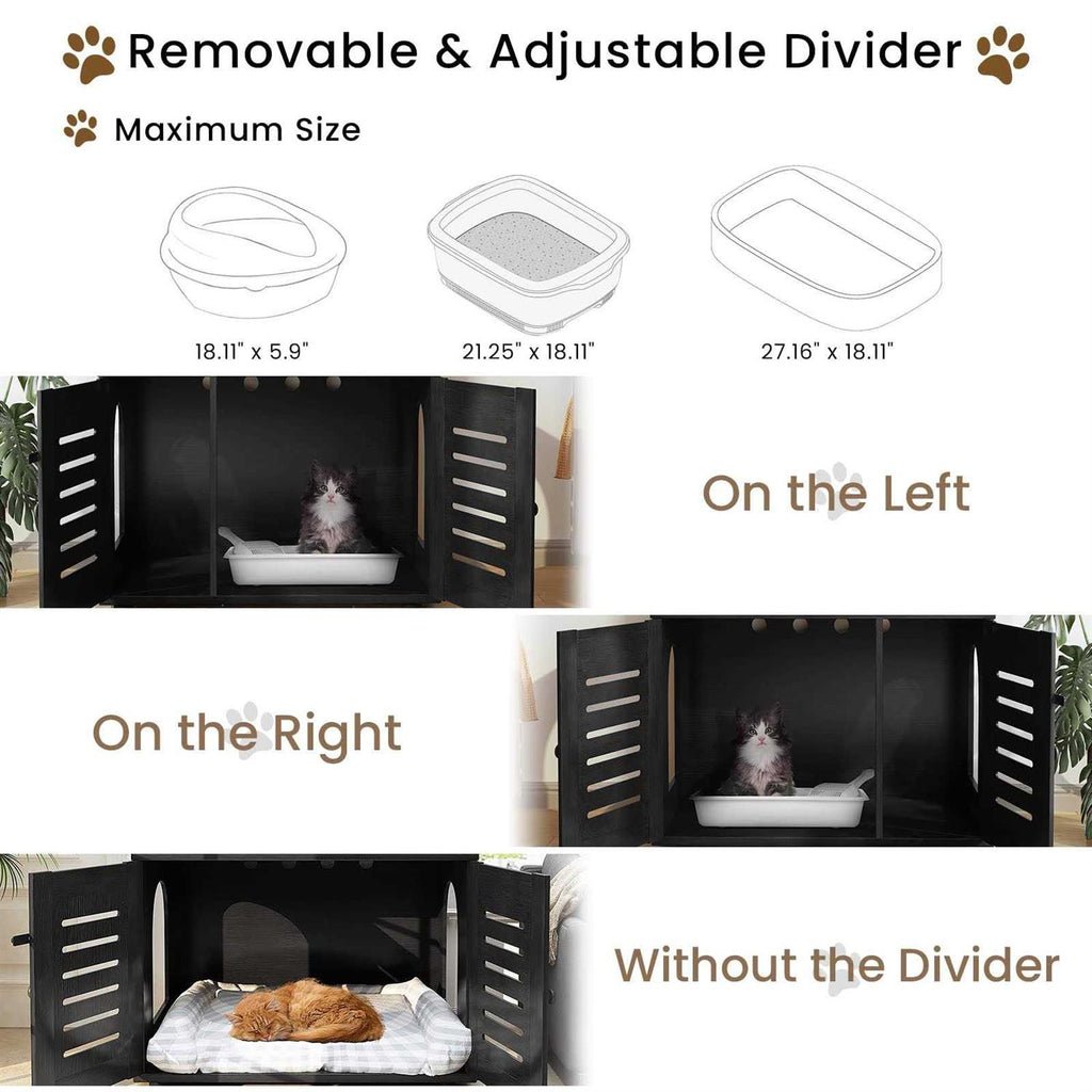 Cat Litter Box Enclosure with Cat Tree Hidden Cat Washroom Furniture with Divider P818205