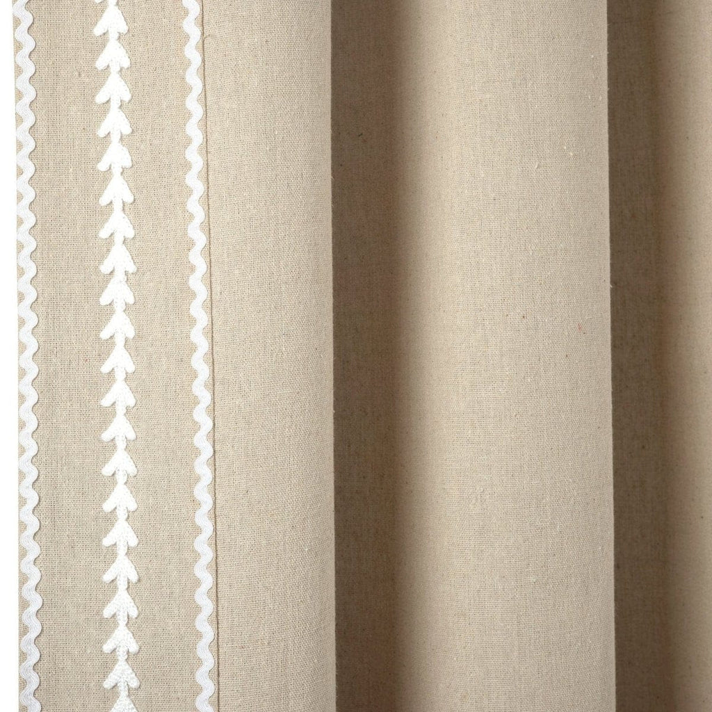 Olivia Ric Rac Embroidery Border Window Curtain Panel