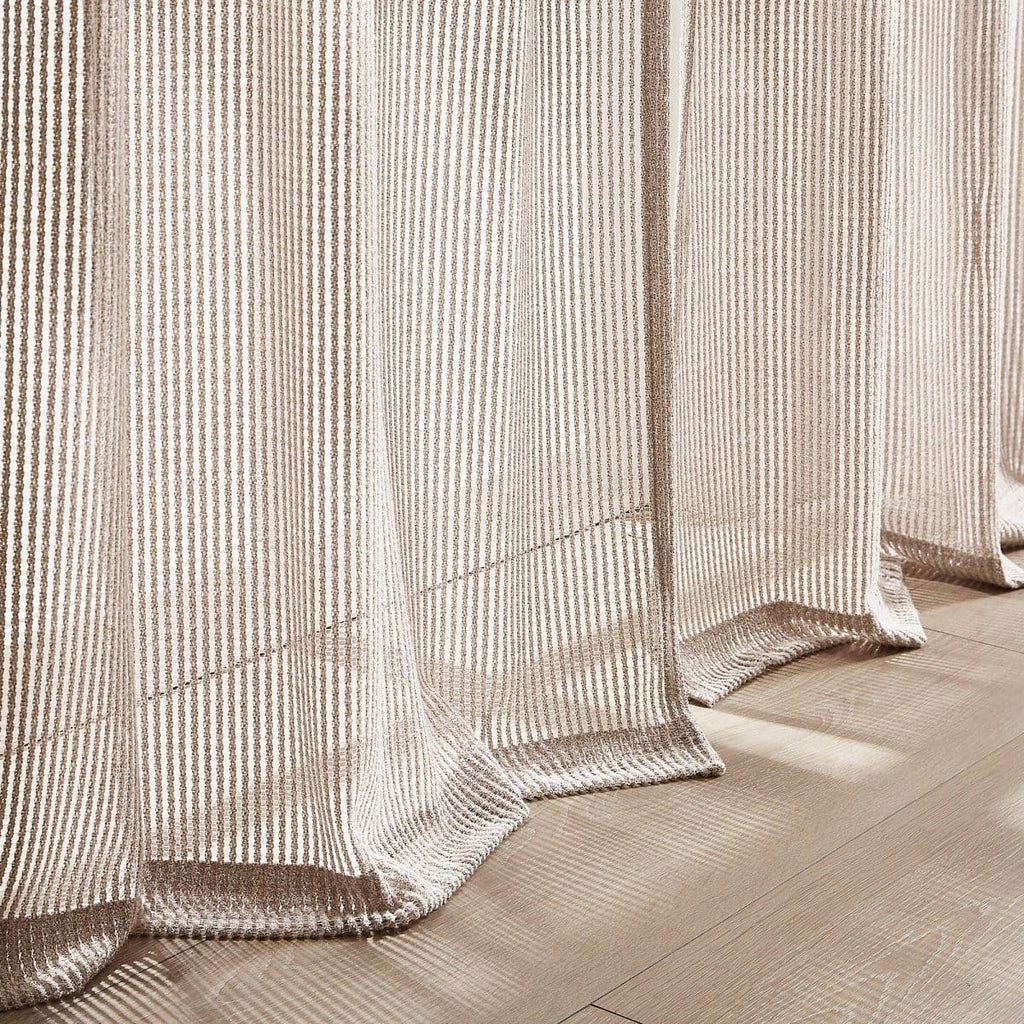 Milla Knitted Textured Sheer Window Curtain Panel Pair