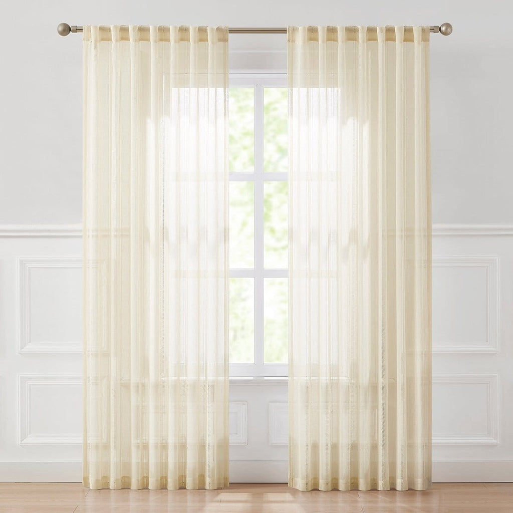 Calia Textured Stripe Sheer Window Curtain Panels