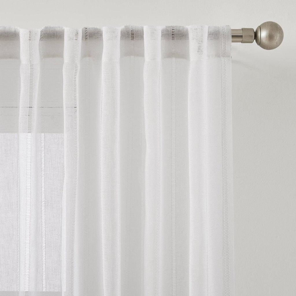 Calia Textured Stripe Sheer Window Curtain Panels