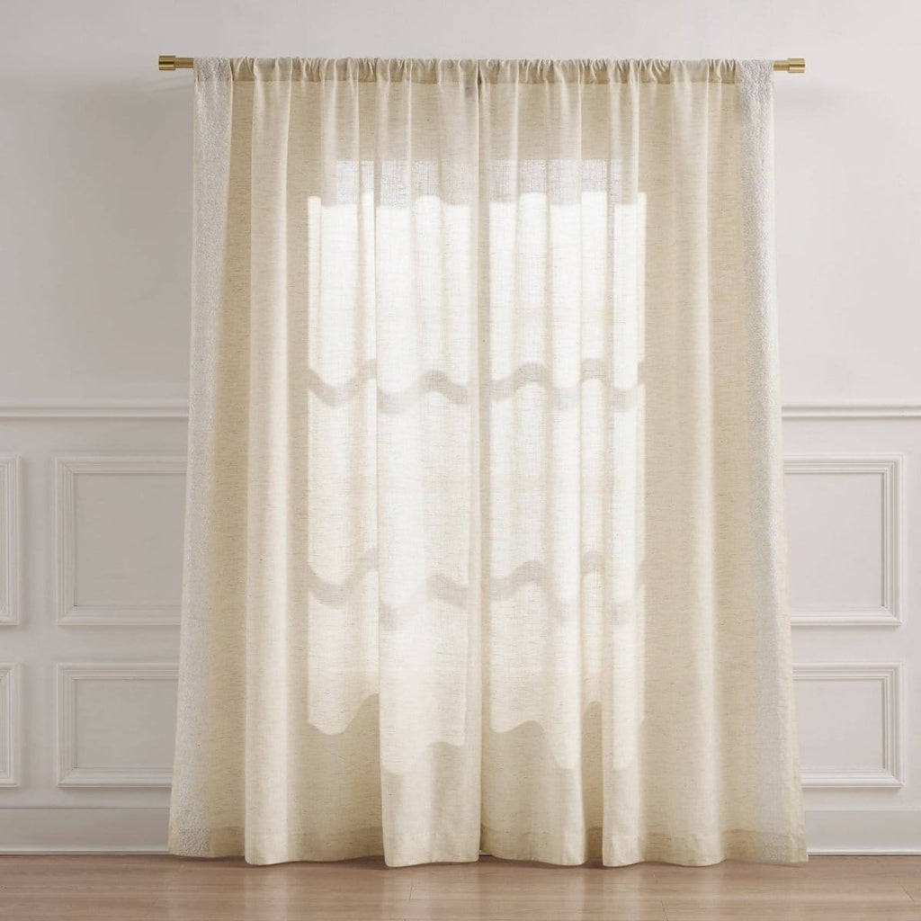 Emily Leaves Embroidered Window Curtain Panels
