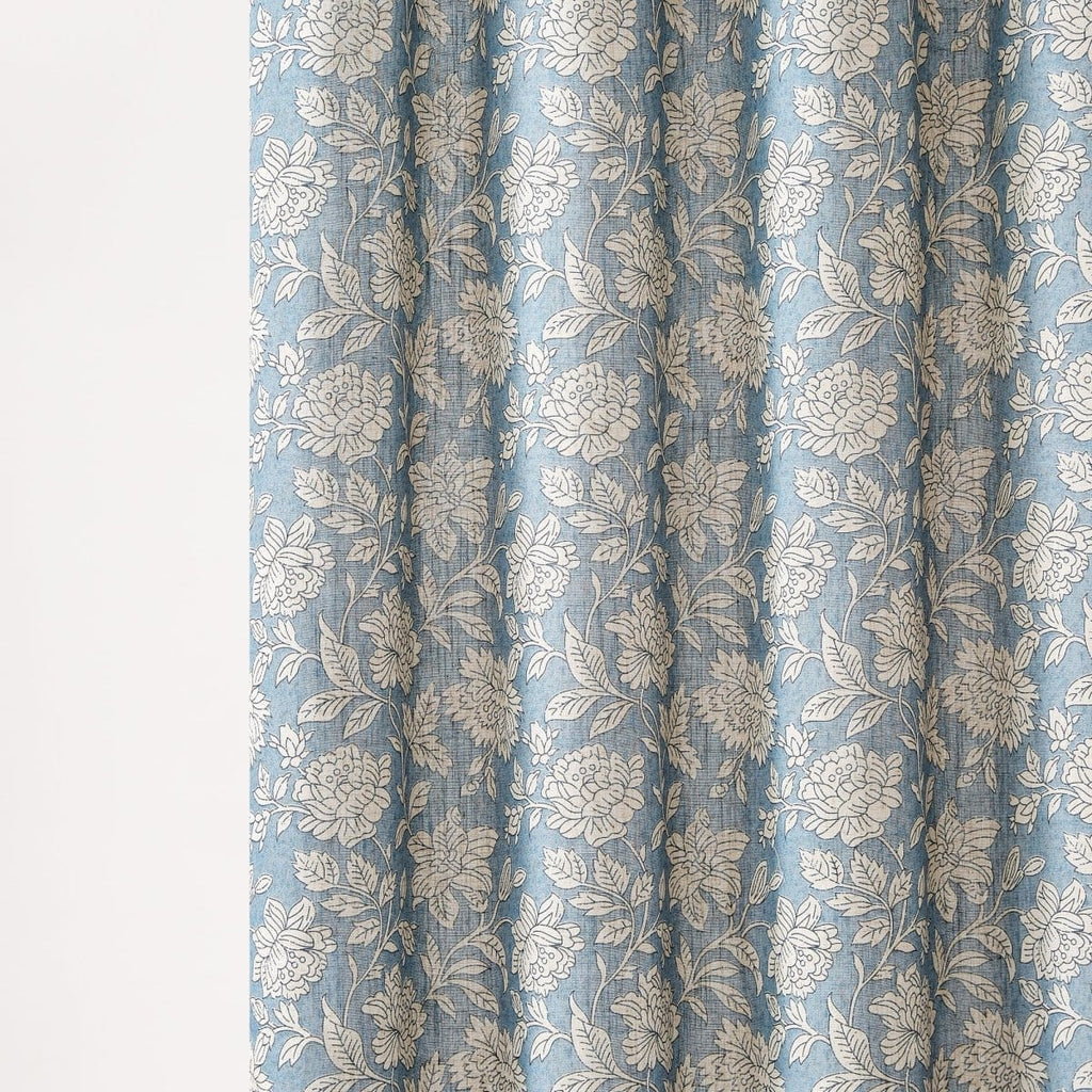 Zara Floral Block Linen Textured Shower Curtain