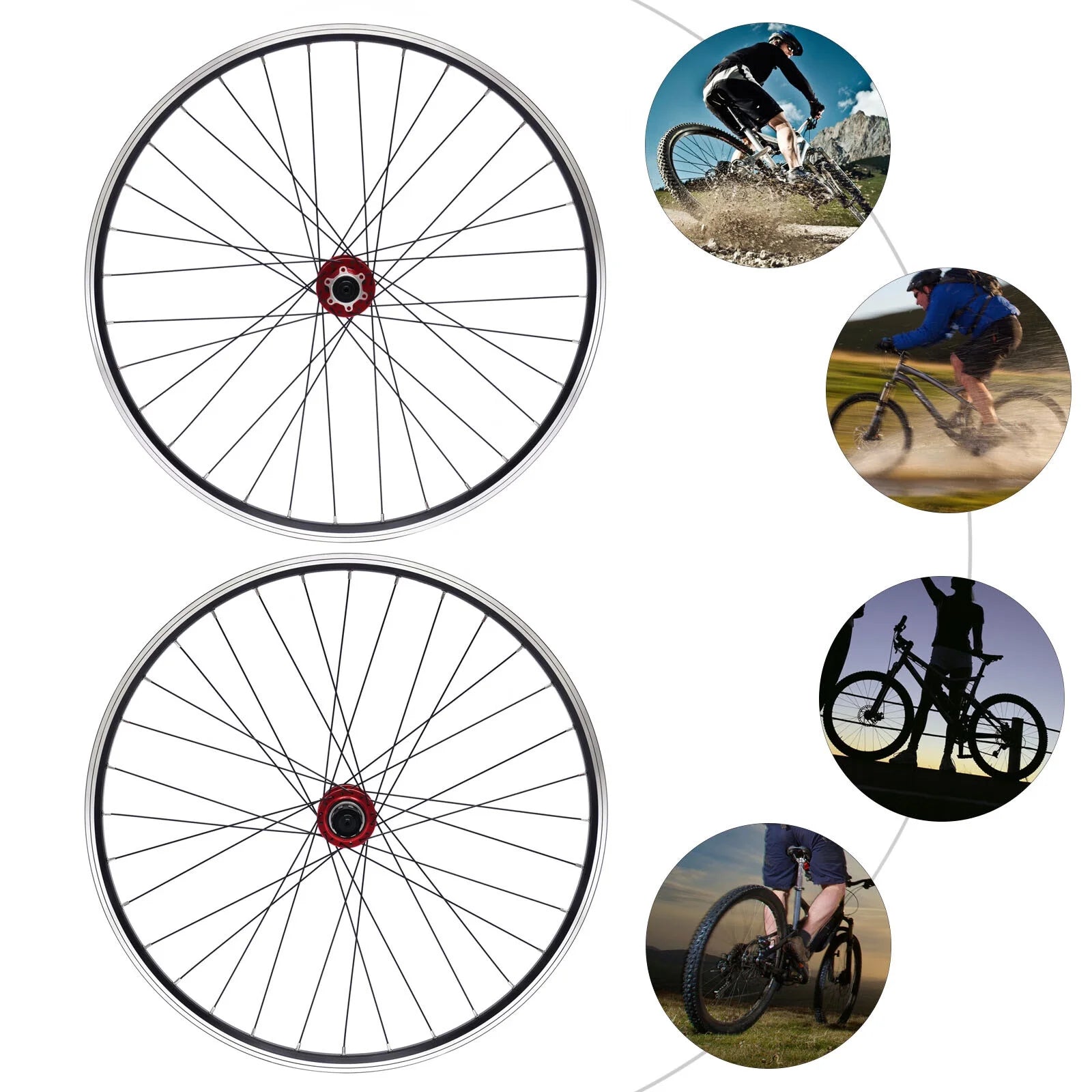 Red Hub 27.5" Aluminum Alloy Mountain Bike Wheelset F510145