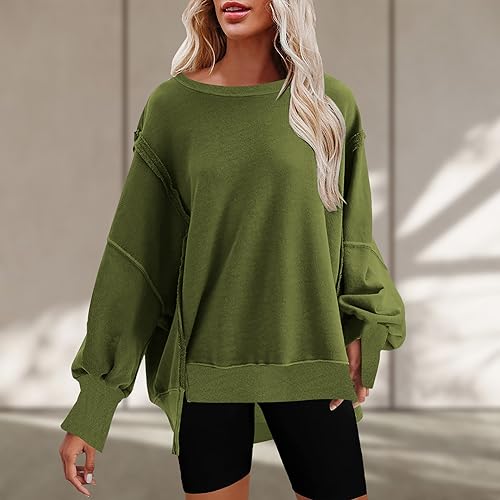 Oversized Long Sleeve Pullover Sweatshirt I4806