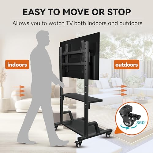 Rolling TV Cart Floor Stand with Mount and Wheels W691