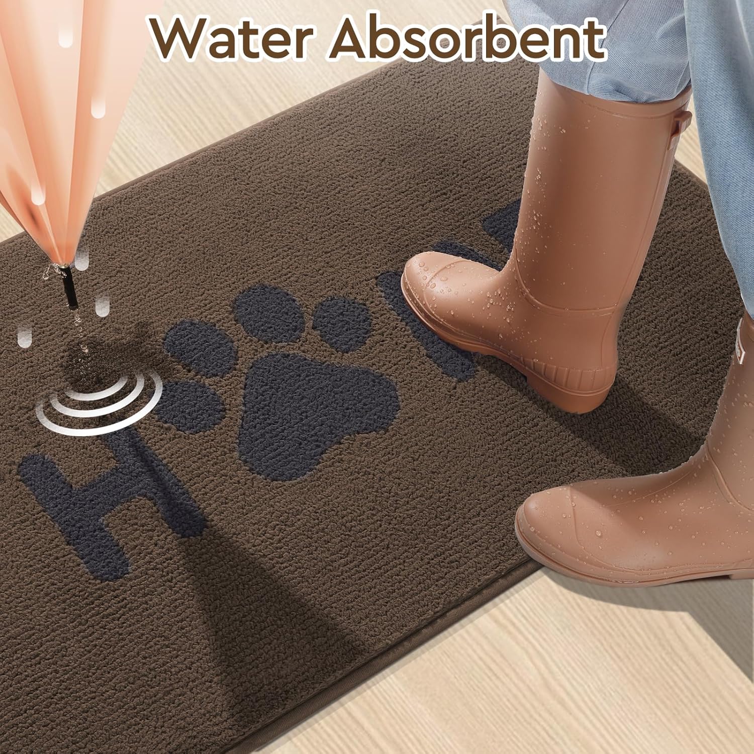 Brown 20"x32" Non Slip Absorbent Door Mat F393