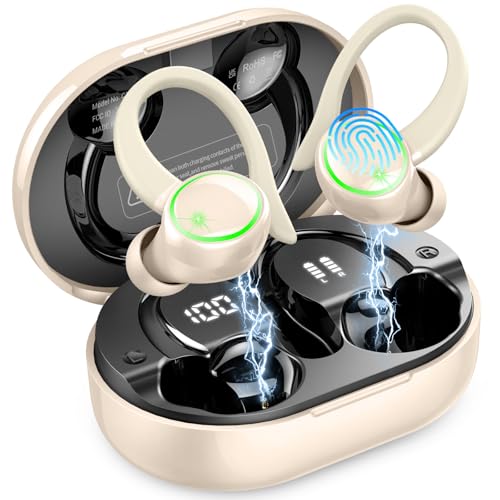 Pink Wireless Bluetooth 5.4 Over-Ear Earbuds with ENC Noise Cancelling Mic H69876