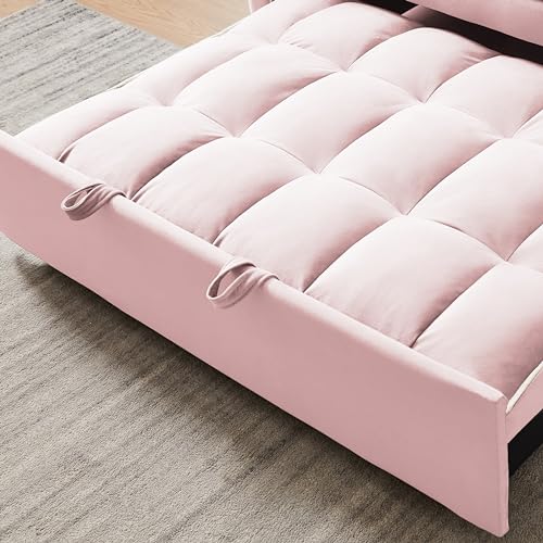 Pink Velvet Pull Out Sofa Bed C92503
