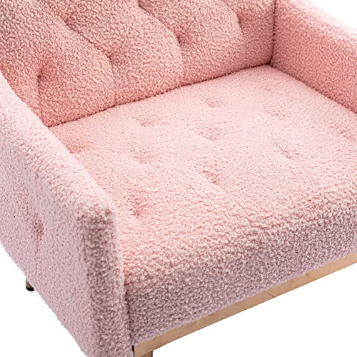 Rose Red Velvet Accent Chair with Arms and Metal Legs X6032