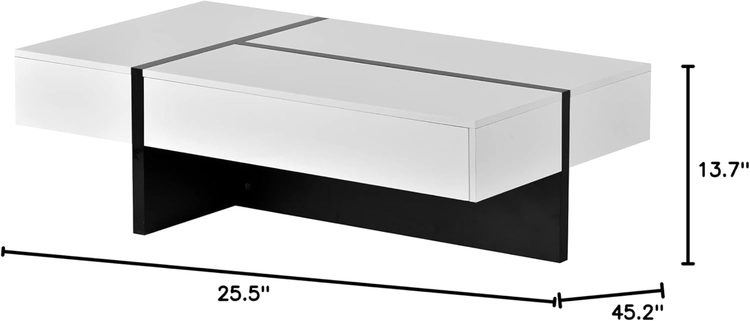 White and Black Rectangle Coffee Table U9073