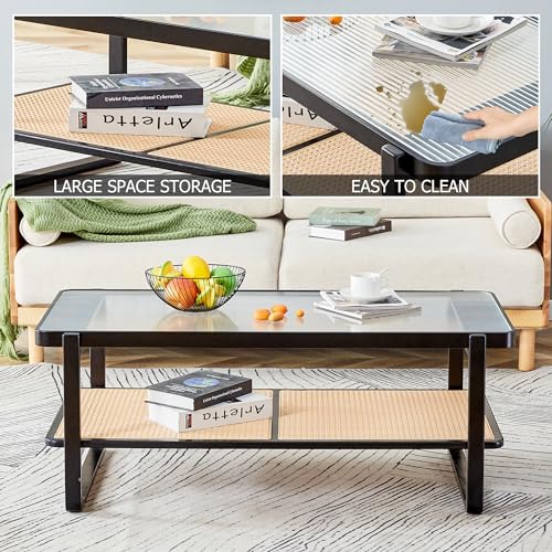 41.3 Inch Rectangle Wooden Coffee Table with Storage K838659