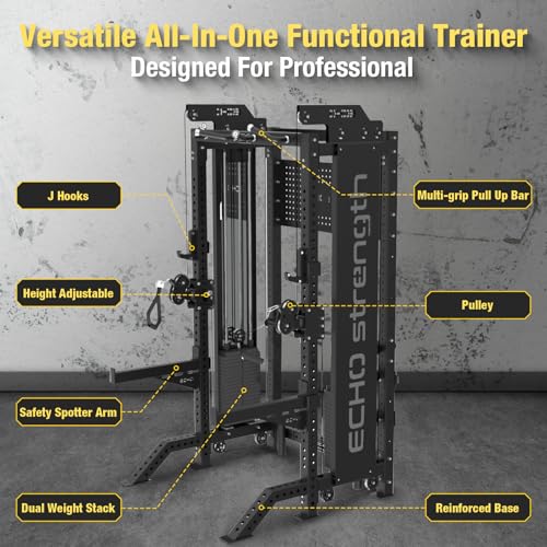 Commercial Functional Trainer Cable Machine with Dual Weight Stacks D978652