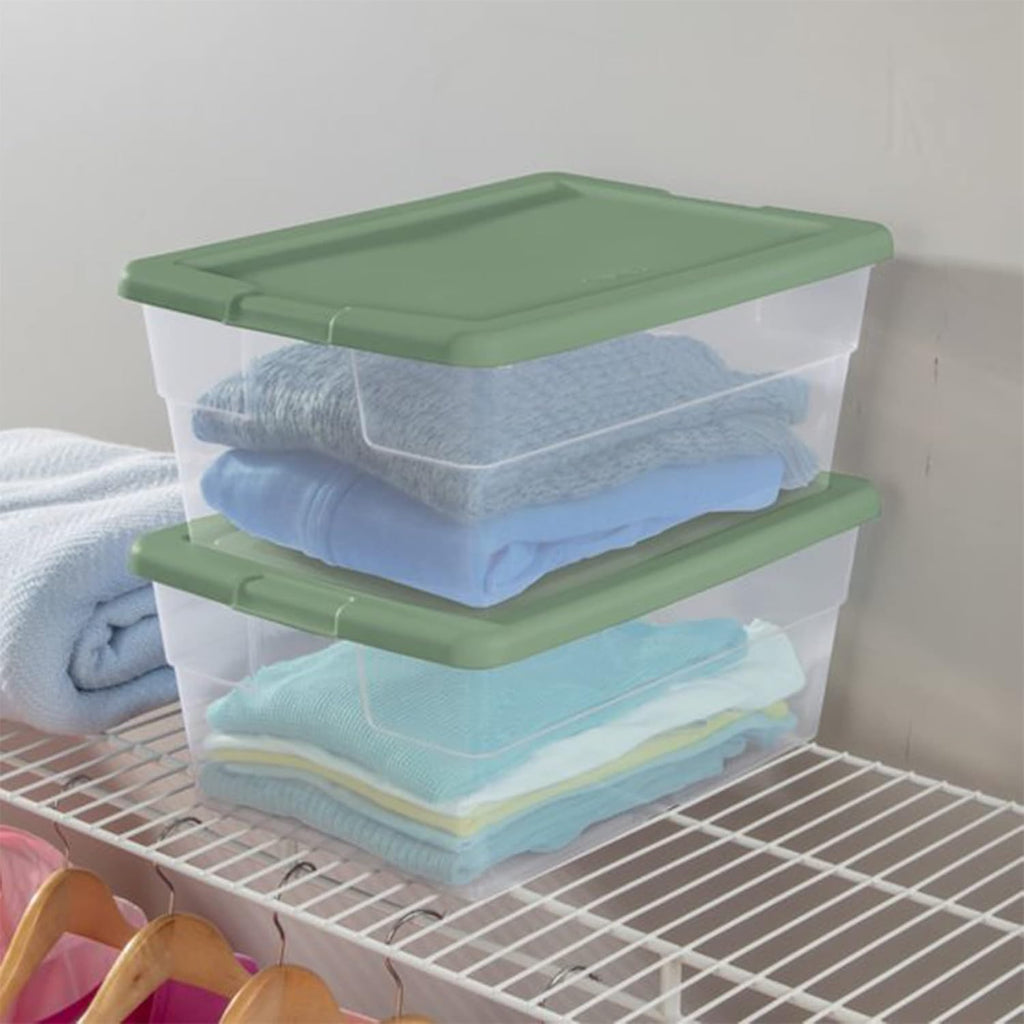 16 Quart Clear Plastic Storage Tote Bins with Opaque Lids (4 Pack) K97754